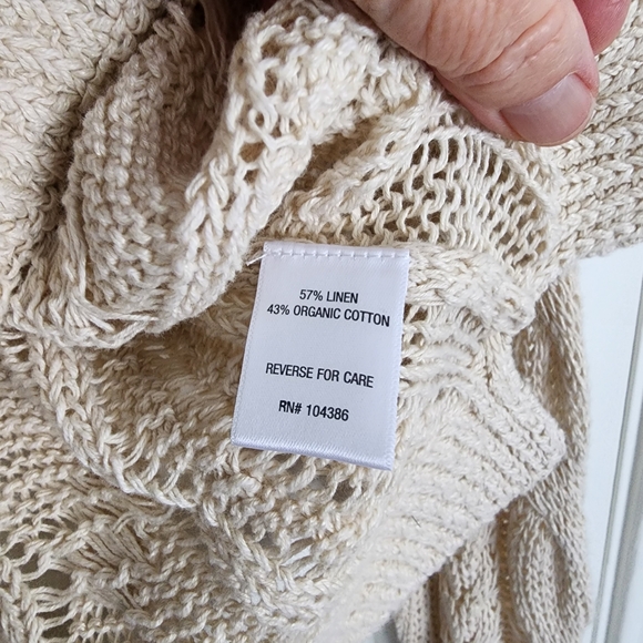 Garnet Hill Beige Linen And Organi Cotton Cable Pullover Sweater - Picture 5 of 6